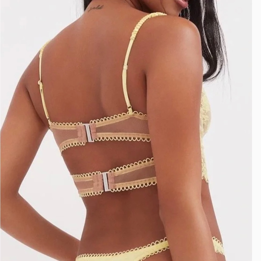 For Love and Lemons Faye Yellow Lace Bra XXS NEW NWT - Picture 4 of 6